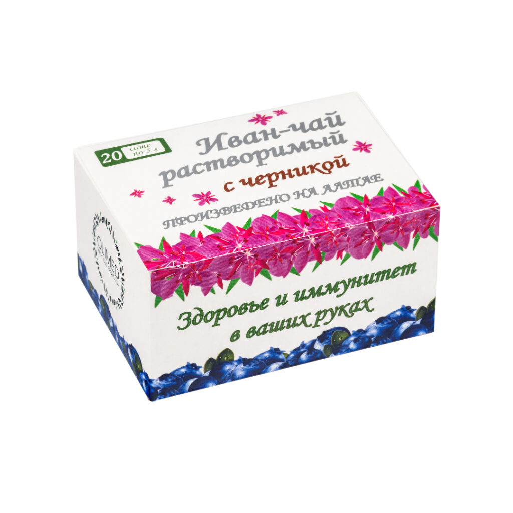 Иван-чай растворимый с черникой, 20 саше по 5 г.