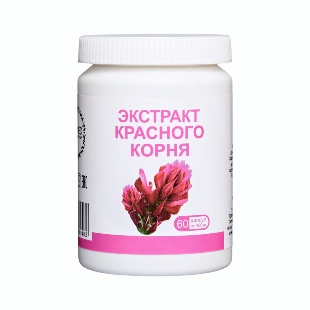 Экстракт красного корня, 60 капсул по 400 мг.